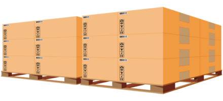 Cardboard Boxes Pile on Wooden Pallet png