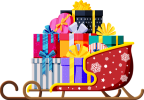 Christmas Santa Claus sleigh with gifts boxes png