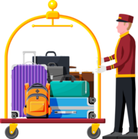 Hotel Bellboy at Work Carrying Guests Bags. png