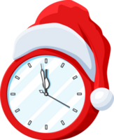 Clocks dressed in the Santa Claus hat. png