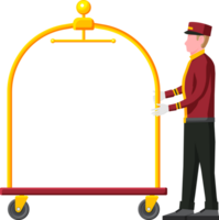 Hotel Bellboy at Work Carrying Guests Bags. png