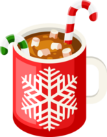 Coffee Mug with Marshmallows and Candy Cane. png