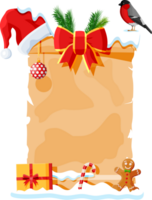 Old Christmas Parchment Scroll with Santa Hat png