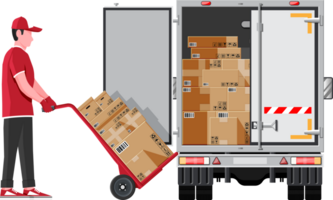 Delivery Van Full of Cardboard Boxes png