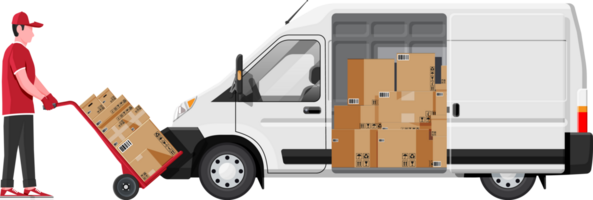 Delivery Van Full of Cardboard Boxes png