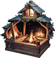 AI generated Wooden Campfire Cartoon Illustration png