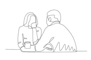 A couple talks romantically with a cup of tea vector