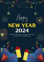 Happy New Year 2024 Colorful Playful Illustrative Happy New Year video