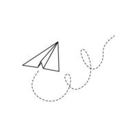 Paper airplane vector icon. Doodle outline