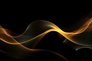 AI generated Abstract golden wave on black background. Vector illustration for your design, Abstract golden lines on black BG, AI Generated photo