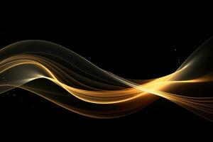 AI generated Abstract gold wave on black background. Vector illustration for your design, Abstract golden lines on black BG, AI Generated photo