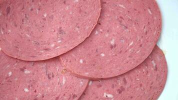 salami sausage cut into thin pieces video