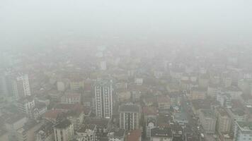 Rare early morning winter fog above the Istanbul city skyline a video