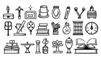 bundle of school supplies icons vector illustration designicon set line style.