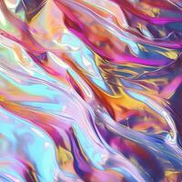 AI generated Abstract holographic iridescent foil texture Generative ai. photo