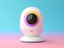 AI generated a white remote security camera is sitting in a rainbow colored background photo