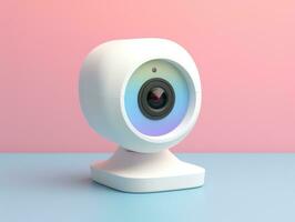 AI generated a white remote security camera is sitting in a rainbow colored background photo