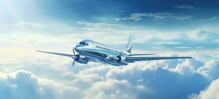 AI generated a plane flies in the sky at night photo
