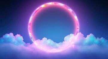 AI generated a circle with colorful cloud lights in the sky photo