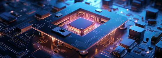 AI generated a computer chip on top of a circuit board photo