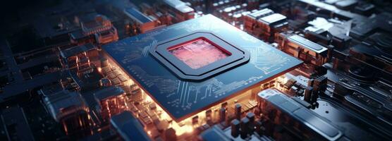 AI generated a computer chip on top of a circuit board photo