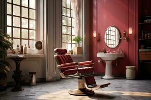 AI generated a barbers chair is placed in front of another window photo