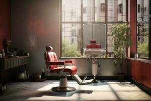 AI generated a barbers chair is placed in front of another window photo