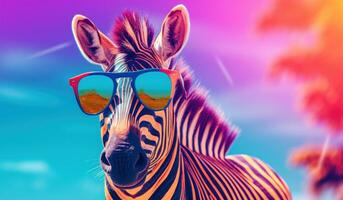 AI generated a zebra is wearing glasses photo