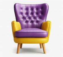 AI generated an yellow leather chair on a transparent background photo