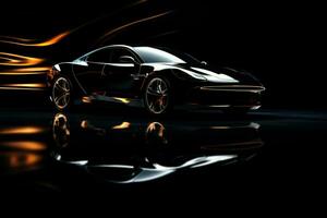 AI generated Modern sport car silhouette on dark background photo