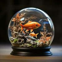 AI generated Best Photo of Golden Fish in High Quality Glass Bowl with Water Generative AI