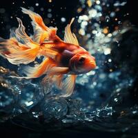 AI generated High Detail Realistic Image of Fish in Glass with Plants Generative AI photo