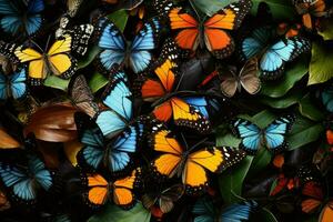 AI generated Beautiful Butterflies, Dreamy fantasy magical butterflies, soft light colors wings, Ai Generated photo