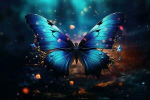 AI generated Beautiful Butterflies, Dreamy fantasy magical butterflies, soft light colors wings, Ai Generated photo