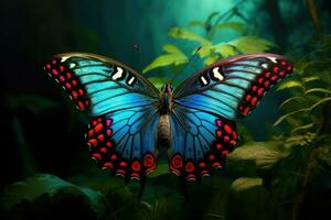 AI generated Beautiful Butterfly, Dreamy fantasy magical butterflies, soft light colors wings, Ai Generated photo