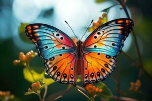 AI generated Beautiful Butterfly, Dreamy fantasy magical butterflies, soft light colors wings, Ai Generated photo