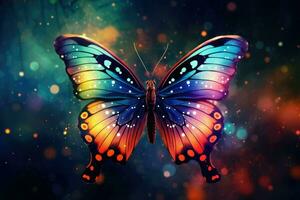 AI generated Beautiful Butterfly, Dreamy fantasy magical butterflies, soft light colors wings, Ai Generated photo