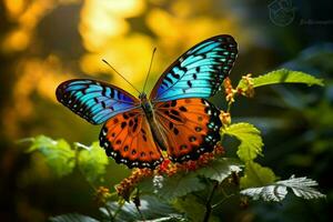 AI generated Beautiful Butterfly, Dreamy fantasy magical butterflies, soft light colors wings, Ai Generated photo