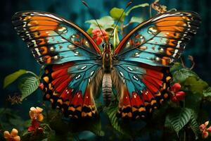 AI generated Beautiful Butterfly, Dreamy fantasy magical butterflies, soft light colors wings, Ai Generated photo