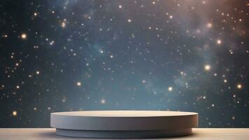 AI generated Empty podium on the nebula starry background of the night sky. 3d render photo