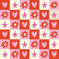 Checkered San Valentines Pattern Red Checkered Background Valentines Checkered Seamless Pattern vector