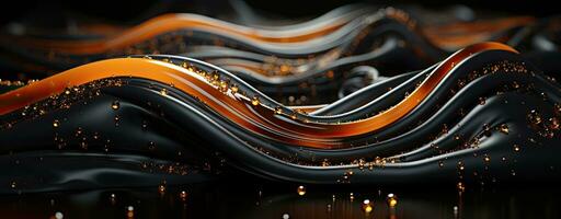 AI generated Elegant Abstract Molten Gold and Black Dynamic Fluid Waves photo