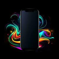 AI generated Abstract Colorful Smoke Swirling Smartphone Mockup photo