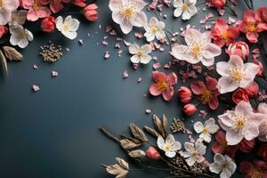 AI generated Spring Floral Banner with Vibrant Blooms and Copy Space photo