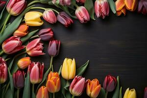 AI generated Vibrant Tulips Arrangement for International Women's Day Banner Design photo