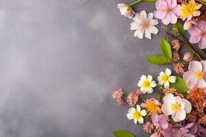 AI generated Spring Floral Banner with Vibrant Blooms and Copy Space photo