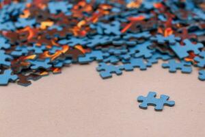 Mixed Peaces of a Colorful Jigsaw Puzzle Strategy and Solving Problem Concept photo