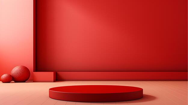 AI generated Minimalistic Pedestal Platform Clean Design Element for Product Showcase  Events, Generative Ai photo