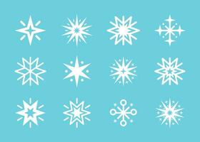 Winter Snowflake Icon Collection, Star Snow Symbol Set vector