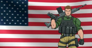 americano soldado fundo animação video